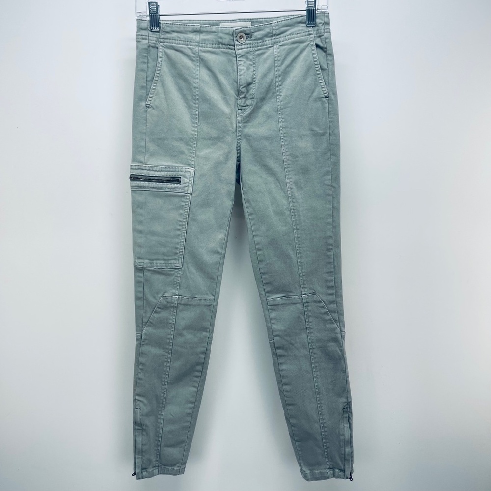 Anthropologie Pants Sz 27 Women’s Moto Utility Trouser Skinny Sage Green
